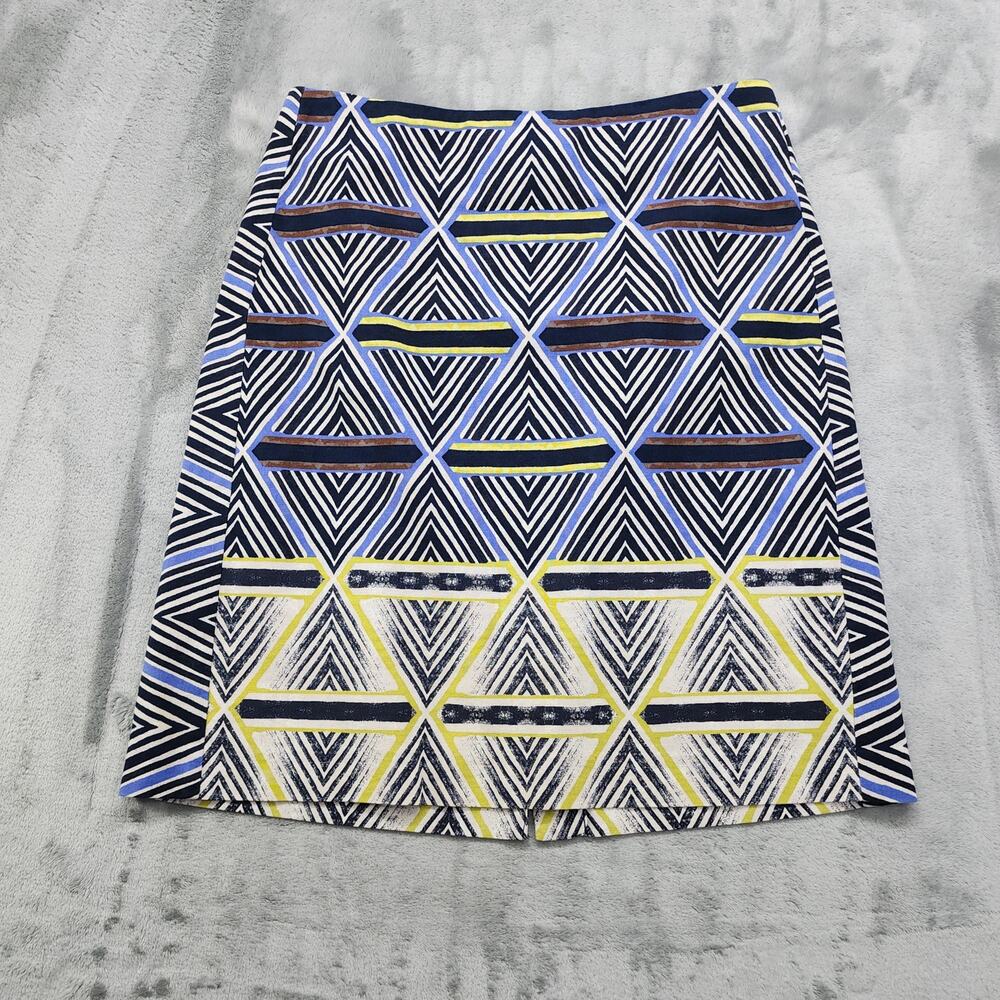 Nic+Zoe Skirt Size‎ 10 Multicolor Tribal Geometric Pencil Stretch Exposed Zip